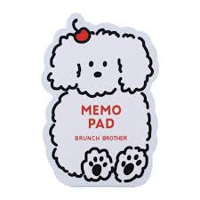 brunch brother memo pad, white poodle