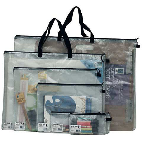 art alternatives clear mesh zip bags, assorted sizes