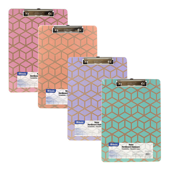 bazic retro kraft hardboard clipboard, assorted pastel colors