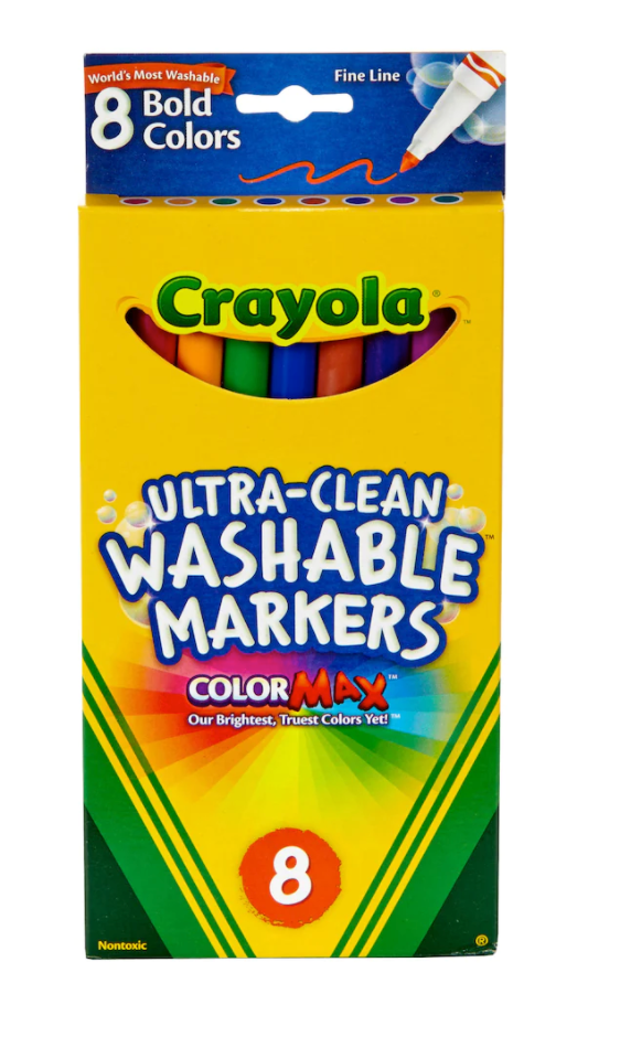 Crayola Fine Point Non-Washable Markers, Classic Colors - 8 pack