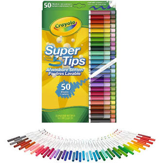 crayola super tips washable markers, 50 or 100 color sets