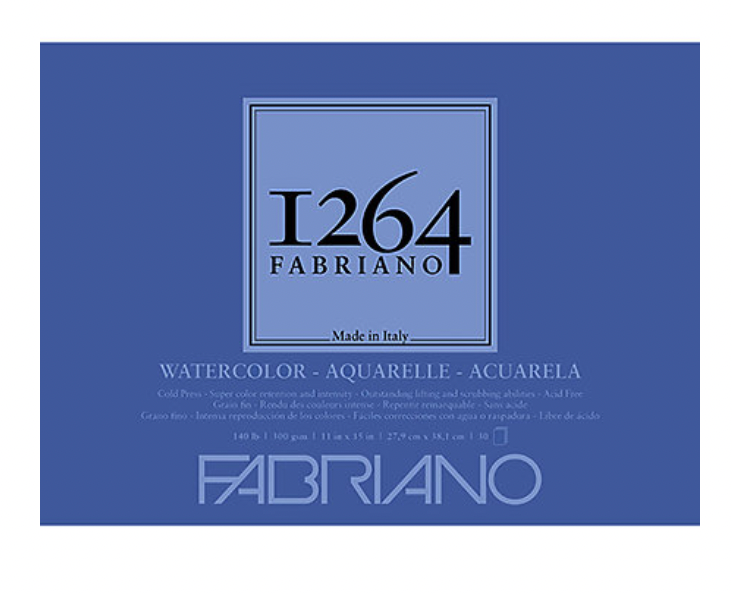 fabriano 1264 WATERCOLOR paper glue-bound 140 lb pad 30 sheets, assort – A  Paper Hat