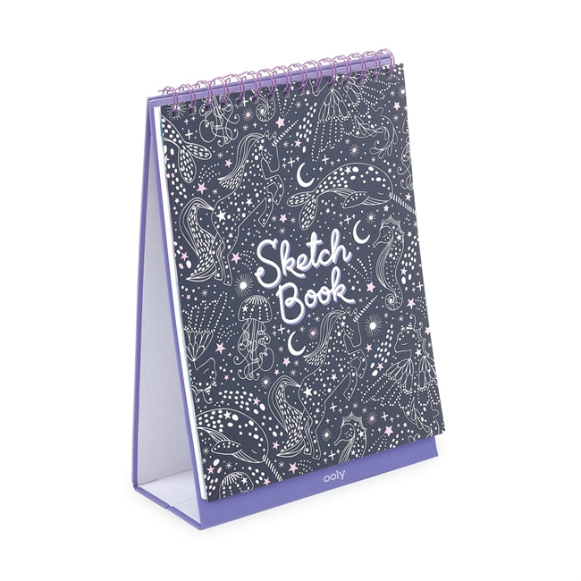 OOLY Sketch and Show Standing Sketchbook with 45 Large 10.5 x 8 Pages,  Perforated to be Easily Removed, 120 GSM/ 32lb, Perfect for Markers,  Colored