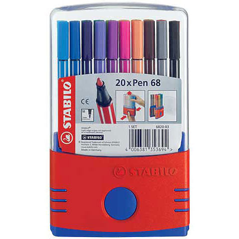 Premium Felt Tip Pen - STABILO Pen 68 - Tin of 50 - Assorted colors